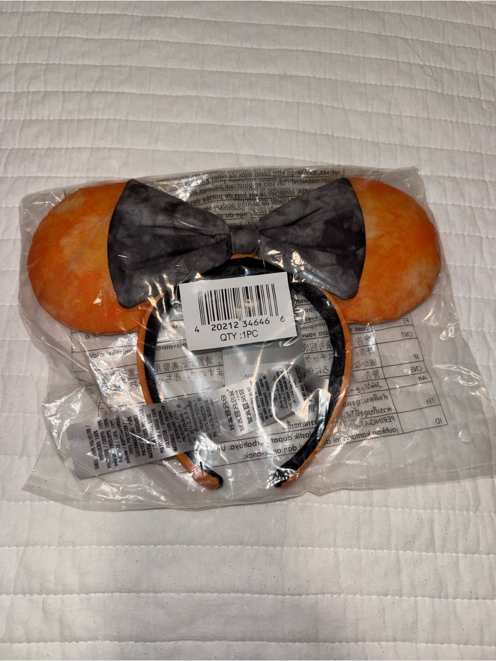 NWT Disney Mickey Minnie Mouse Tie Dye Orange and Black Ears